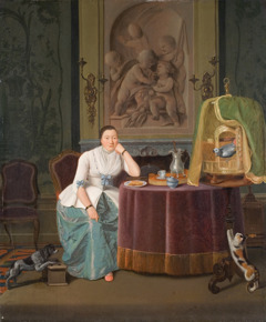 Dame in interieur by Hendrik Pothoven