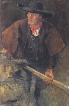 Der Mann hinter dem Kreuzträger (Das Kreuz) by Albin Egger-Lienz