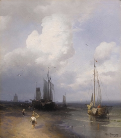 Dutch Coastal Scene by Hermann Ottomar Herzog