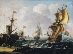 Dutch Levanters in a Rough Sea by Lorenzo a Castro