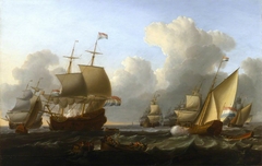 Dutch Shipping with a Flagship and a States yacht by William Anderson