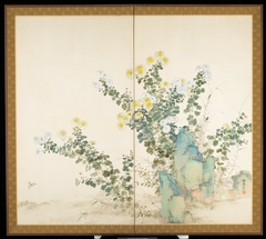 Fall [right of a pair of Flowers and Insects of Spring and Fall] by Yamamoto Baiitsu
