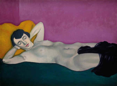 Femme couchée sur fond violet by Félix Vallotton