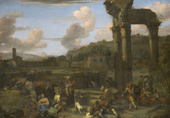 Figures in a Classical Landscape with Ruins by Anonymous