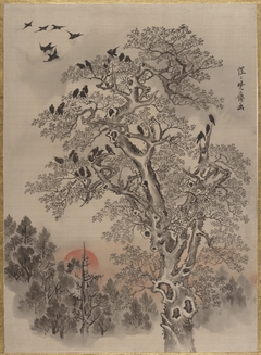 Flock of Crows at Dawn by Kawanabe Kyōsai