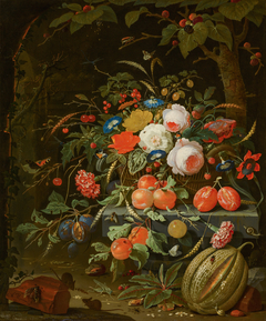 Flowers and Fruit by Abraham Mignon