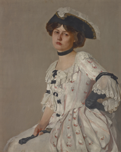 Girl in White with Hat by Samuel Isham