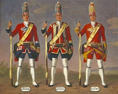 Grenadiers, 7th Royal Fusiliers, 8th King's and 9th Regiments of Foot, 1751 by David Morier