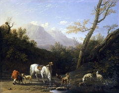Horseman and His Horse at a River