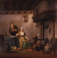 Interieur met twee figuren of De amateur-violist by Pieter Fontijn