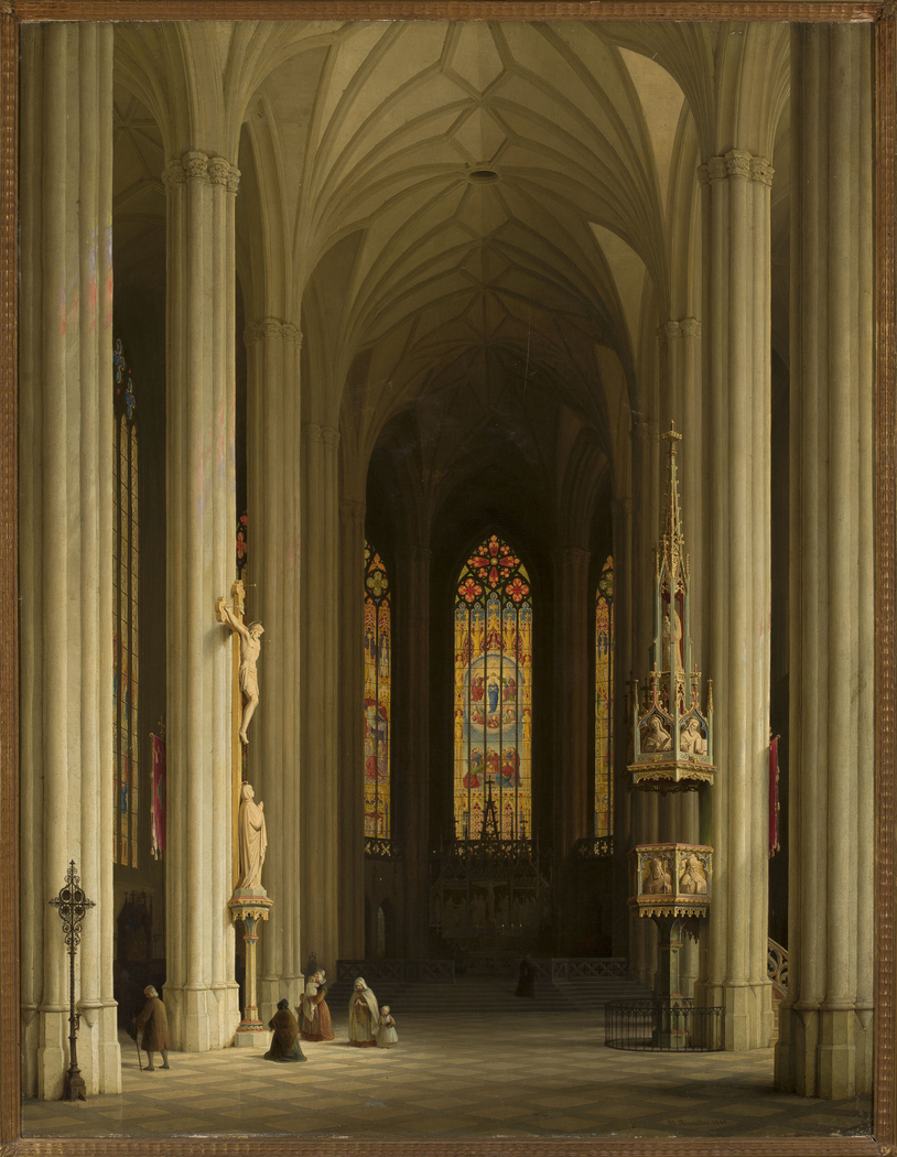 Interior of a Gothic church.