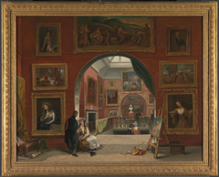 Interior of the British Institution (Old Master Exhibition, Summer 1832) by Alfred Woolmer