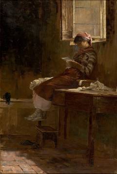 Interior Scene with a Girl Reading