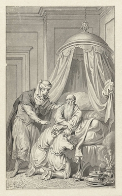 Jakob zegent Manasse en Efraïm by Jacobus Buys