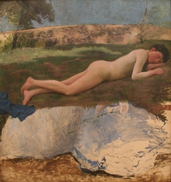 Jeune homme nu couché sur l'herbe by Frédéric Bazille