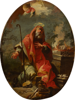Joachim's Sacrifice, reverse: Saint Joseph with the Christ Child