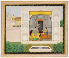 Krishna and Radha in Palace Scene by Anonymous
