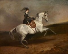 Lady Alexandrina Octavia Maria Vane, Countess of Portarlington (1823-1874) on a White Horse by Charles Hancock