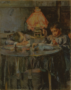 Lamp and Two Children
