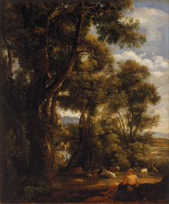 Landscape with goatherd and goats (after Claude) by John Constable