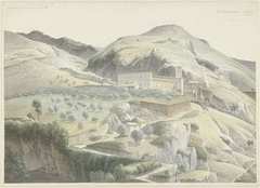 Landschap met klooster bij Subiaco by Josephus Augustus Knip