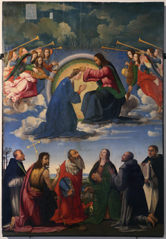 Le Couronnement de la Vierge avec six saints (Pierre martyr, Jean-Baptiste, Jérome, Madeleine, François et Thomas d'Acquin) by Ridolfo del Ghirlandaio