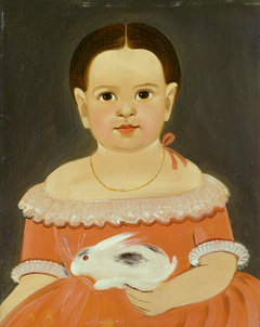 Little Girl with Pet Rabbit by Sturtevant J Hamblin