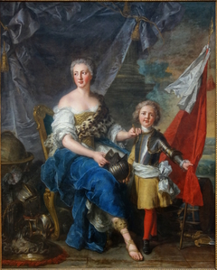 Mademoiselle de Lambesc, de la maison de Lorraine, sous la figure de Minerve, armant et destinant monsieur le comte de Brionne, son frère, au métier de la guerre