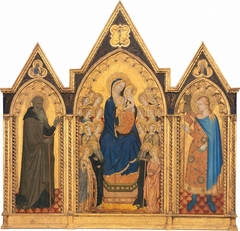 Madonna and Child Enthroned with Four Saints and Eighteen Angels [middle panel] by Puccio di Simone
