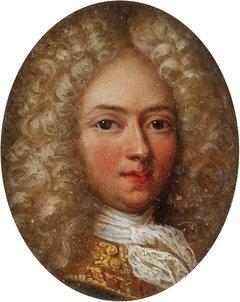 Miniature of a young man in a bright wig a la lion by Caspar Netscher
