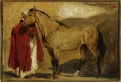 Moroccan man with a horse by Piotr Michałowski