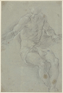 Naaktstudie van een zittende man by Jacopo Palma il Giovane