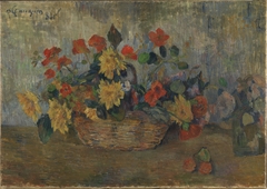 Nasturtiums and Dahlias in a Basket by Paul Gauguin