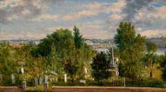 New England Landscape with Cemetery by George Loring Brown