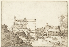 Ophaalbrug bij een stadswal by Andries Both