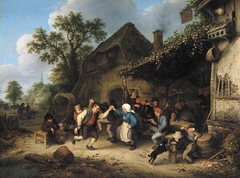 Peasants Carousing and Dancing Outside of an Inn