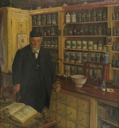 Petrus Hermanus Bon (1847-1943) in zijn leerapotheek by Rie Knipscheer
