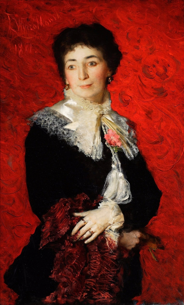 Portrait of a lady with a lace jabot.