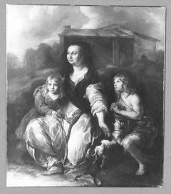 Portrait of a widow with 2 children by Jan van Noordt