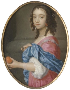 Portrait of a Young Woman Holding an Orange by Isaack Luttichuys