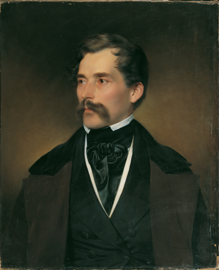 Porträt eines grauhaarigen Herrn mit Schnurrbart