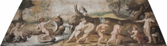 Putti and a Cupid towing a Putto on a Cockleshell Boat (after Polidoro da Caravaggio) by Francis Cleyn