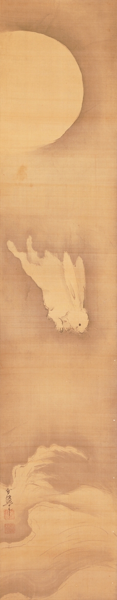 Rabbit [left of the pair Rabbit and Swallows] by Yamaguchi Sekkei