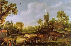 River Landscape with a Ferry