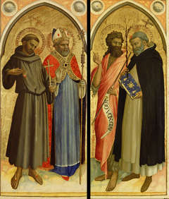Saint Francis and a Bishop Saint, Saint John the Baptist and Saint Dominic by Fra Angelico