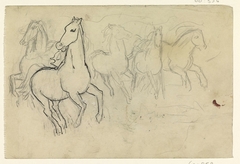 Schetsblad met studies van paarden by Leo Gestel
