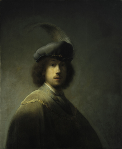 Self-portrait with Feathered Beret by Circle of Rembrandt