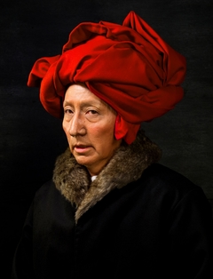 Self-Portraits through Art History (Van Eyck in a Red Turban) by Yasumasa Morimura