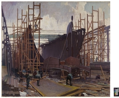 SHIP BUILDING, COLLINGWOOD by John William Beatty