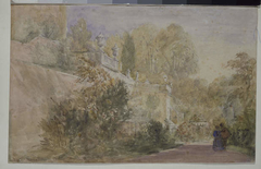 Sketch of the Terrace in Garden of Powis Castle by David Cox Jr